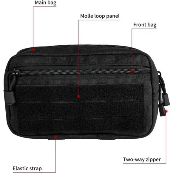 Molle Admin Pouch, EDC Utility Tool Pouch with 1*Tactical Gear Clip and 1*Patch - Picture 3 of 7